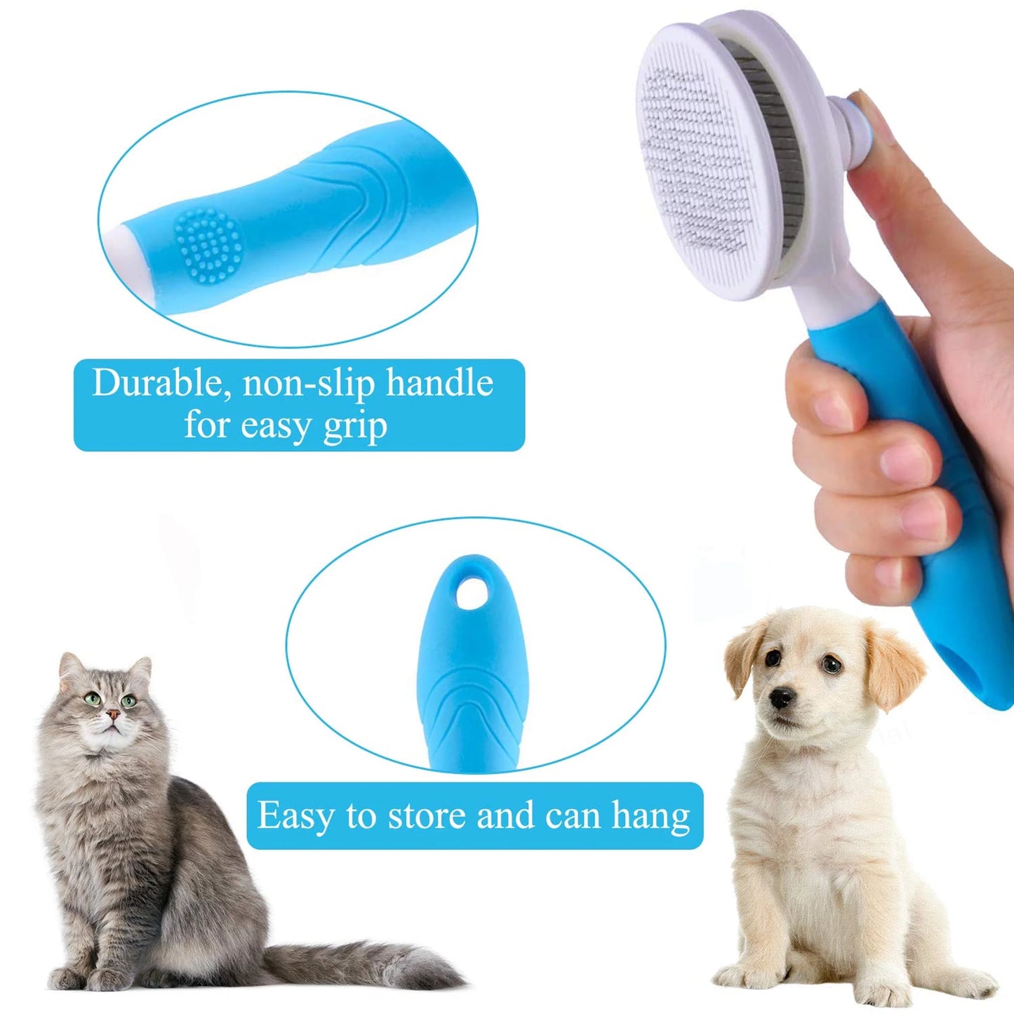 Cat and Dog Brush, Self Cleaning Grooming Brush - for Shedding and Grooming - Our Pet Brushes Are Suitable for Dogs and Cats All Hair Lengths