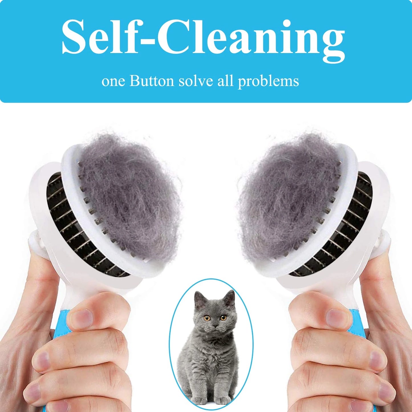 Cat and Dog Brush, Self Cleaning Grooming Brush - for Shedding and Grooming - Our Pet Brushes Are Suitable for Dogs and Cats All Hair Lengths