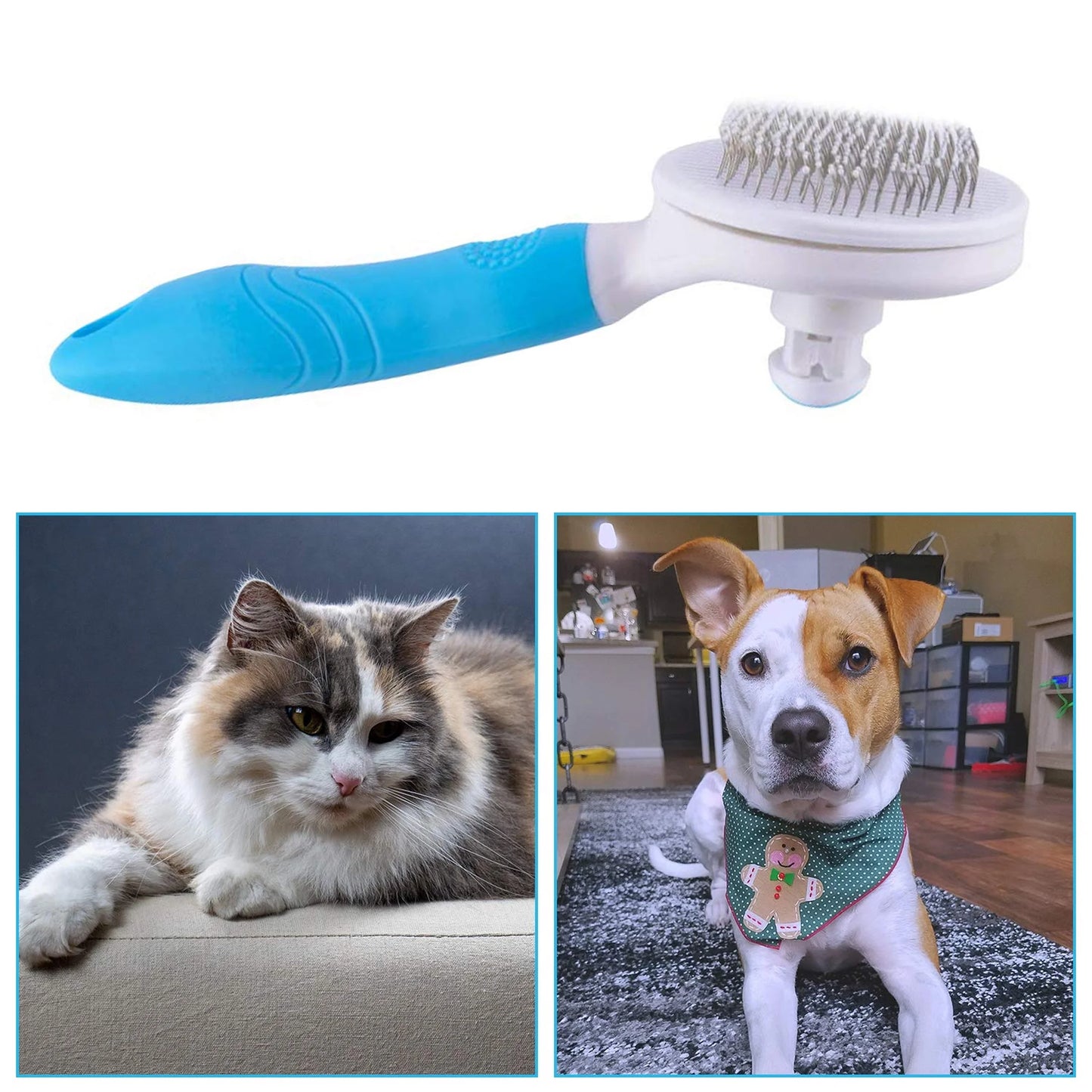 Cat and Dog Brush, Self Cleaning Grooming Brush - for Shedding and Grooming - Our Pet Brushes Are Suitable for Dogs and Cats All Hair Lengths