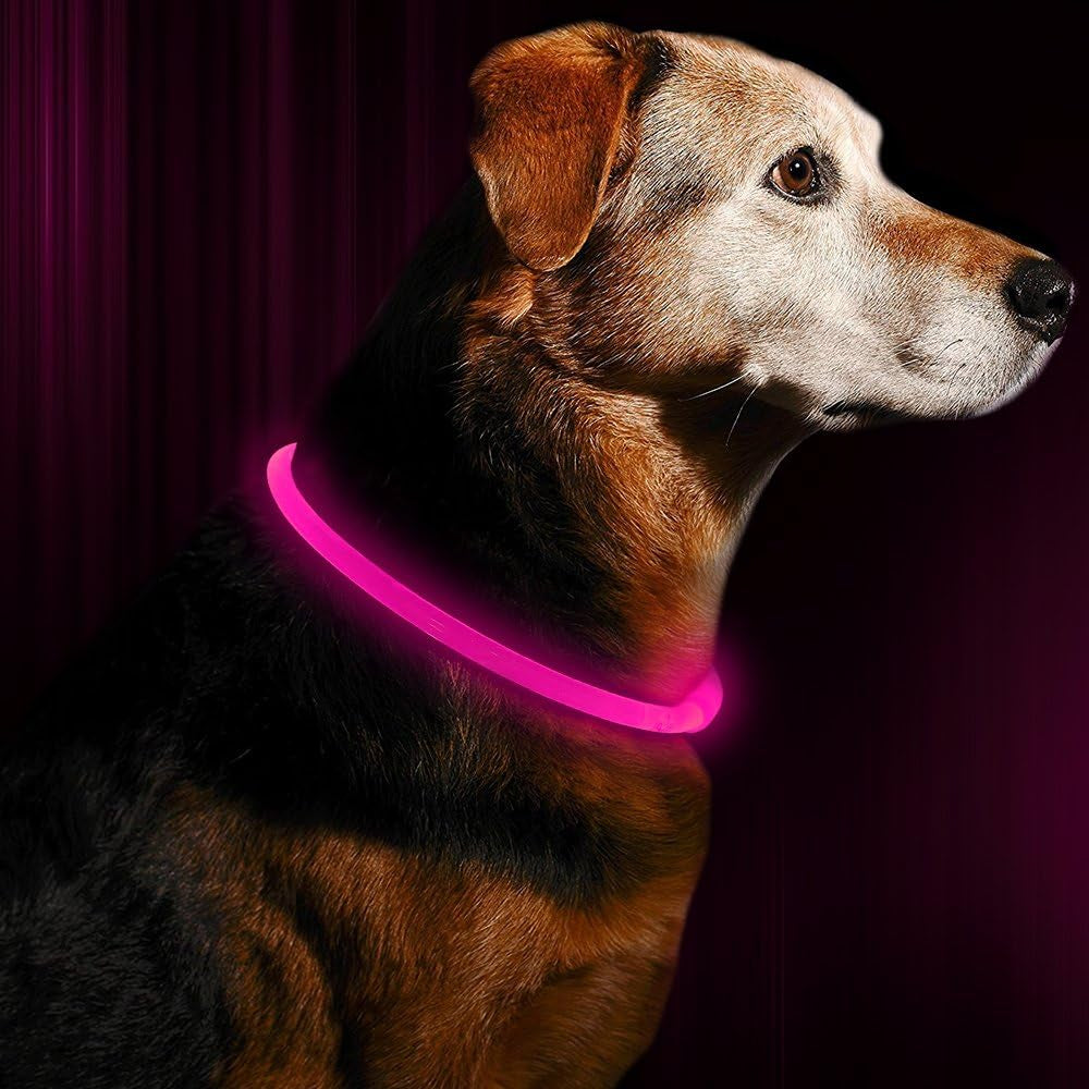 Led Dog Collar, Usb Rechargeable, Glowing Pet Dog Collar for Night Safety, Fashion Light up Collar for Small Medium Large Dogs (Candy Pink)