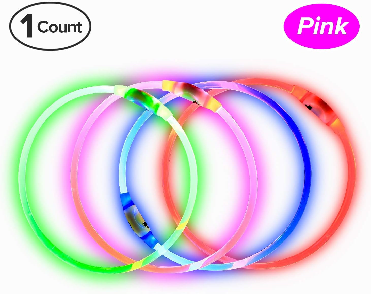 Led Dog Collar, Usb Rechargeable, Glowing Pet Dog Collar for Night Safety, Fashion Light up Collar for Small Medium Large Dogs (Candy Pink)