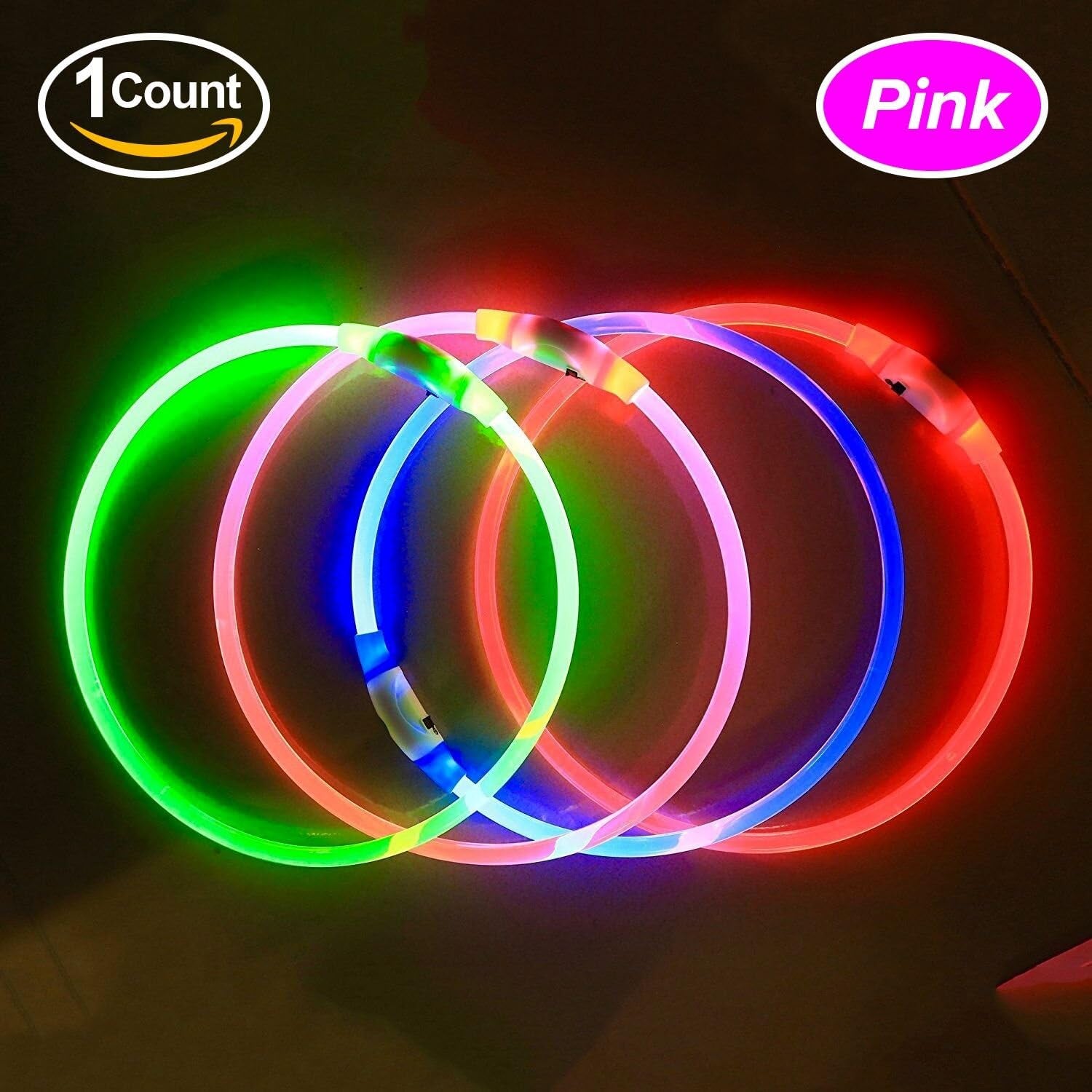 Led Dog Collar, Usb Rechargeable, Glowing Pet Dog Collar for Night Safety, Fashion Light up Collar for Small Medium Large Dogs (Candy Pink)