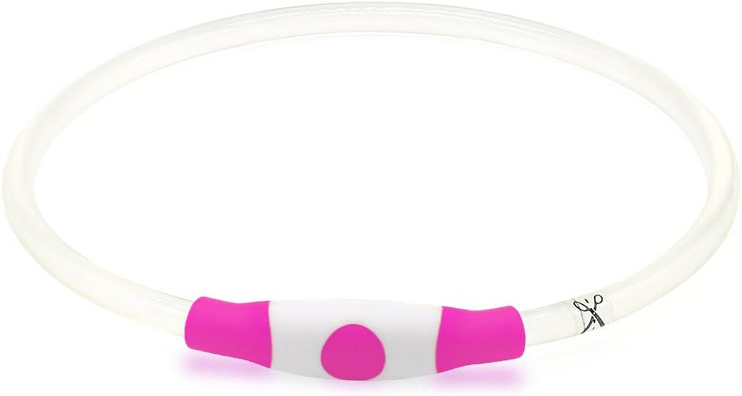 Led Dog Collar, Usb Rechargeable, Glowing Pet Dog Collar for Night Safety, Fashion Light up Collar for Small Medium Large Dogs (Candy Pink)